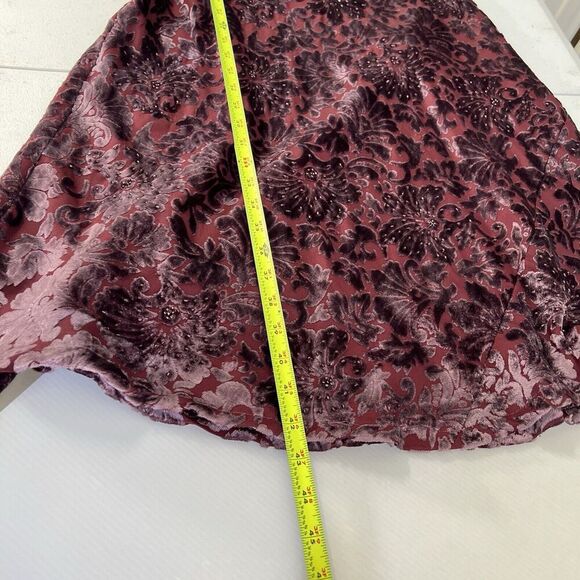 Vtg Eva Blue Y2k Mauve Burnout Velvet MIDI Dress 12 Beaded Lined Fairy Whimsical - Picture 11 of 11